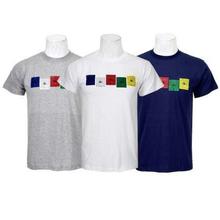 Pack Of 3 Round Neck 100% Cotton T-Shirt For Men-Grey/White/Blue