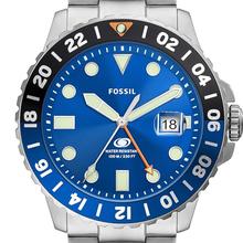Fossil Silver/Blue Stainless Steel Business Watch For Men - FS5991