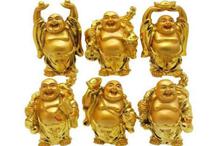 6 in 1 Vastu Feng Shui Golden Set Of Laughing Buddha 6 Pcs Set