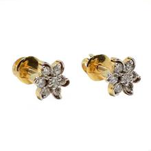 14 Ct Diamond Studded Floral Stud Earrings For Women