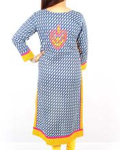 Saavya Design's Women V- Neckline Embroidered Blue Kurti