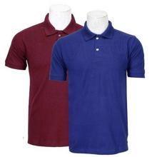 Pack Of 2 100% Cotton Polo T-Shirt For Men - Maroon/Cobalt Blue