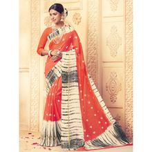 Stylee Lifestyle Orange Kota Silk Printed Saree (1686)