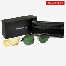 Manhattan Round Metal Flat Lens Green Sunglass MH 1057 138 50 21