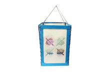 Blue Leaf Patched Lokta Paper Rectangular Lamp Diffuser