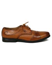 Brown Laser-Cut Formal Lace-Up Shoes For Men - 918