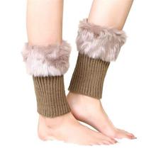 SALE- Women's Winter Warm Knit Fur Trim Leg Warmers