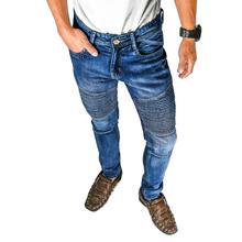 Virjeans Stretchy Ripped Design Biker Denim Choose Pant (VJC 701) Medium  Blue