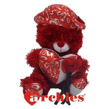 Dramatic Red Teddy Bear with Hat