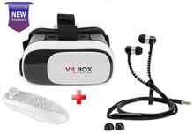 VR 2.0 Pack of 3 - VR Box 2 3D With Bluetooth Joystick Remote & Zipper Earphone