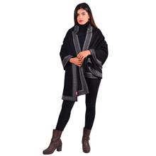 Paislei black stole with printed border for women-MG-GS2031