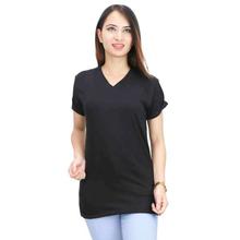 Black Plain V-Neck Tshirt