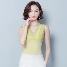 Real shot 2019 summer new V-neck lace vest female Korean