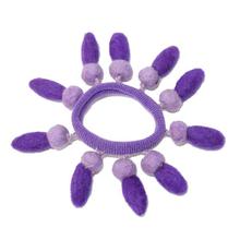 Purple Felt Tassel Rubber Band For Girls