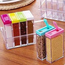 Adtala 6 pcs Jar Spice Rack Plastic Seasoning Pepper Salt