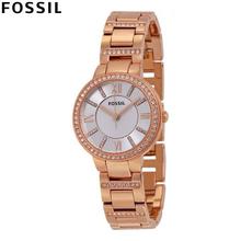 Fossil  Virginia Silver Dial Rose Gold-Tone Watch For Women- Es3284