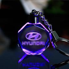 K9 Crystal Car Logo Key Chain Laser Engraved Colorful LED Light Key Ring Glass Keychain Decoration Accessories Pendant Gift