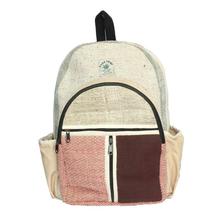 Beige/Brown/Red Hemp Backpack - Unisex