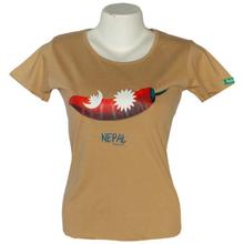 Light Brown Chilli Nepal Printed T-Shirt For Women