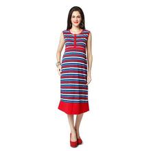 Nine Maternity Multicolored Striped Nursing Dress For Women