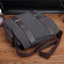 AUGUR Men Bag Shoulder Leather And Canvas Business Messenger Bag