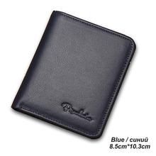 BISON DENIM Men Wallets Black Genuine Leather Purse For