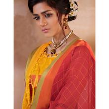 Stylee Lifestyle Red Organza Woven Saree - 1890