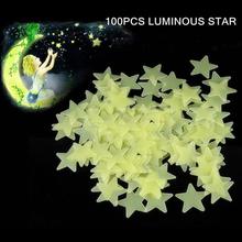 100 Pcs Stars Luminous Fluorescent Wall Stickers Home Decor For Kids Rooms Party