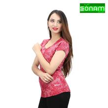 Sonam Gears Sweetheart Neck Printed T-Shirt For Women (303)- Black