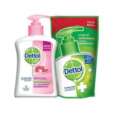 Dettol Liquid Hand Wash Pump (Skin Care) - 200 ml (With 175 ml Refill Pouch Free)