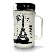 Paris Printed Designer Ceramic Coffee Mugs with Mirror Lid