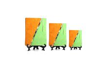 Combo Of 3 Two Toned Lokta Paper Note Book- Orange/Light Green