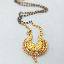 Gold Plated Chandbali Shaped Mangalsutra Necklace- Golden/Black