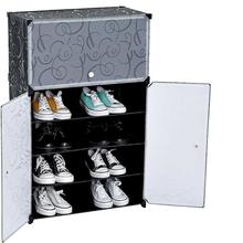 DIY 6-Tiers Shoe Rack Plastic Shoe Storage Organizer Cabinet with Doors (random colour)