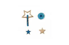 4 Pcs Crystal Stylish Star Moon Design Earrings