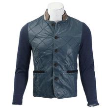 Blue Synthetic Buttoned Jacket For Men