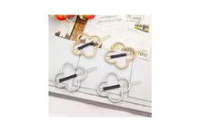 Frosted Gold Metal Clover Hollow Bow Knot Hair Clip