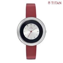 Titan 2482SL01 Red Leather Strap Analog Watch For Women