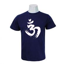 Wosa - Blue Round Neck Om Print Half Sleeve Tshirt for Men