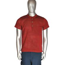 Maroon Half Sleeve Cotton Kurta Shirt for Men-MKR5020