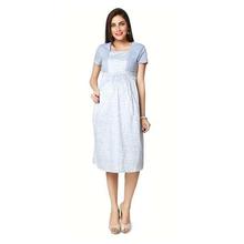 Nine Maternity Blue Printed Nursing Dress For Women - 5366