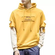 Korean Version Loose Round Neck Hoodies For Men - Glow Yellow