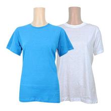 Pack Of 2 Cotton T-Shirt For Women -Sky Blue/White