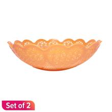 Orange Basmati Plastic Round Fruit Basket (Set of 2)