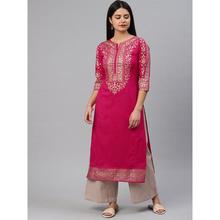 Women Pink Printed A-Line Kurta