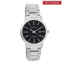 Titan 9440SM01 Black Dial Analog Watch For Men- Silver