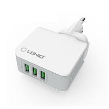 New Good Quality LDNIO 3.4A A3303 3-Port AUTO-ID Travel Charger Dock Color White