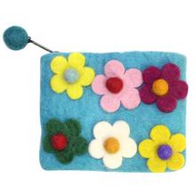 Blue Flower Patched Wallet For Women