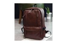 Korean Design Two Front Pockets PU Leather Shoulder Laptop Backpack