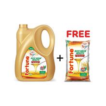 Fortune Rice Bran Health Oil, 5L with Free 1 litre Pouch Of Rice Bran Health Oil